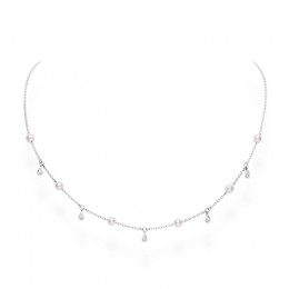 Mikimoto Akoya Pearl And Diamond Drop Necklace