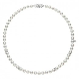 Mikimoto Akoya Cultured Pearl And Diamond Necklace In 18k White Gold