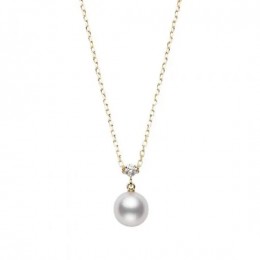 Mikimoto Akoya Cultured Pearl And Diamond Pendant In 18k Yellow Gold