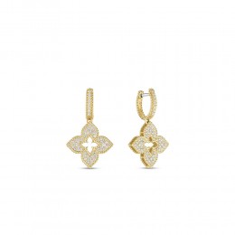 18k Gold Venetian Princess Medium Pave Flower Earrings