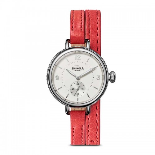 Birdy Sub Second 34mm, Red Coral Leather Strap Watch