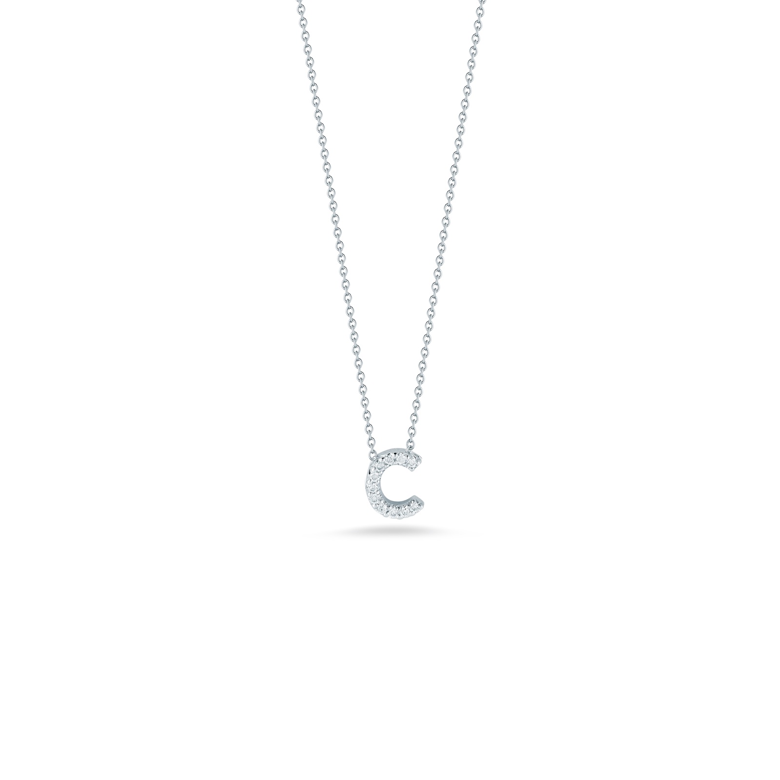 Sterling Silver Script Initial C Pendant Necklace | Letter C Necklace |  Personalised Initial C Necklace |Polly Red