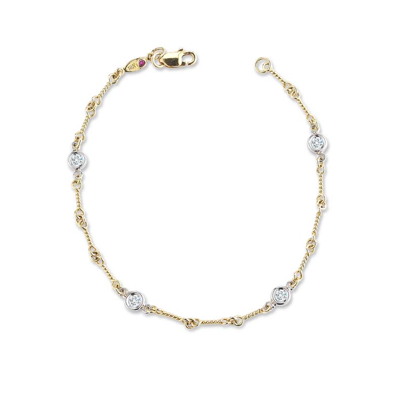 Roberto Coin 18Kt Gold Dogbone Chain Bracelet With Diamonds