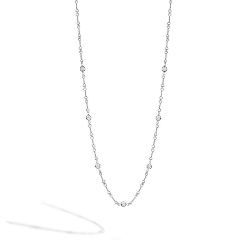 Roberto Coin 18Kt Gold Dogbone Chain Necklace With 7 Diamond Stations