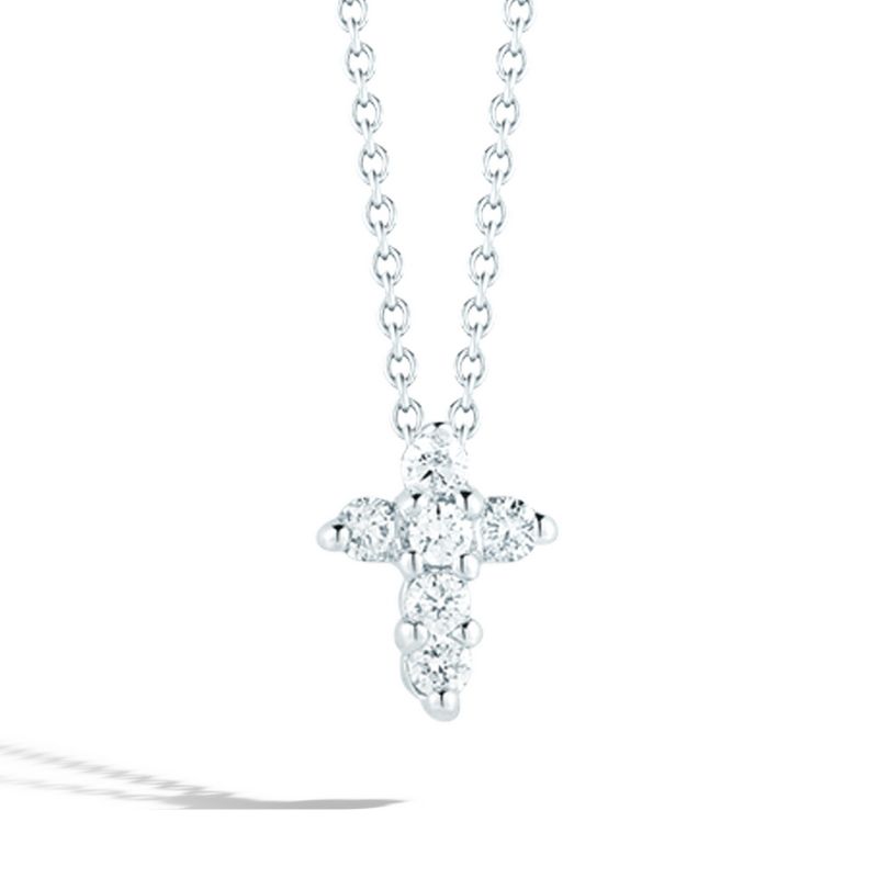 White Gold Baby Cross Pendant With Diamonds