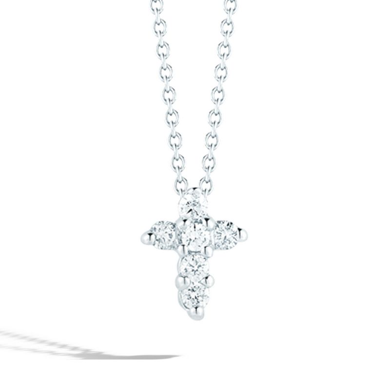 White Gold Baby Cross Pendant With Diamonds
