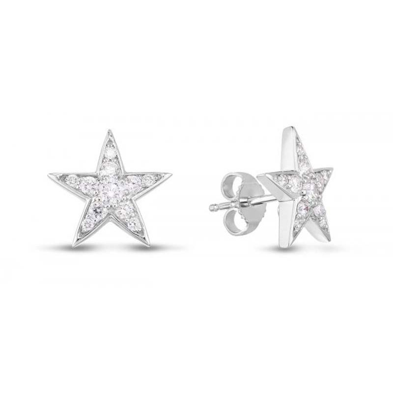 Roberto Coin 18K White Gold Diamond Star Earrings