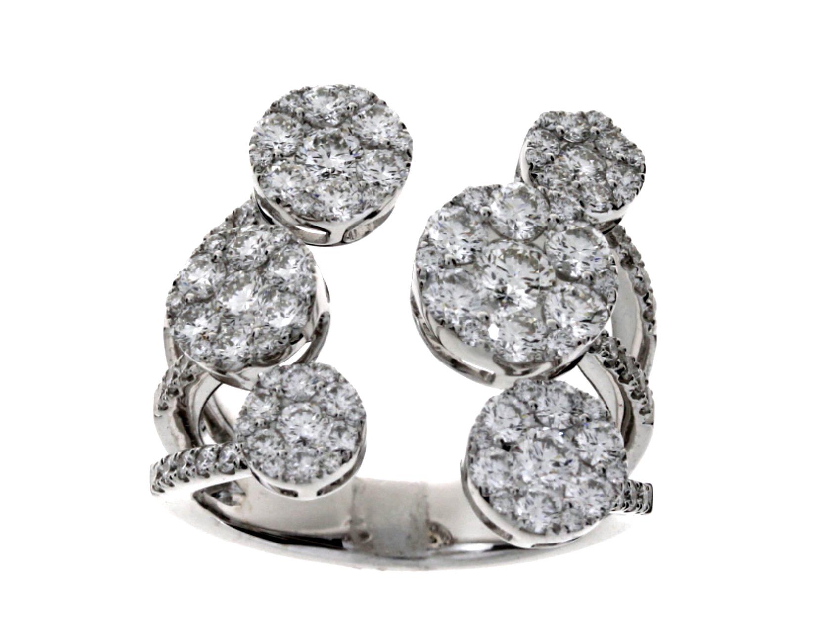 Damaso 18k White Gold Triple Row Ring