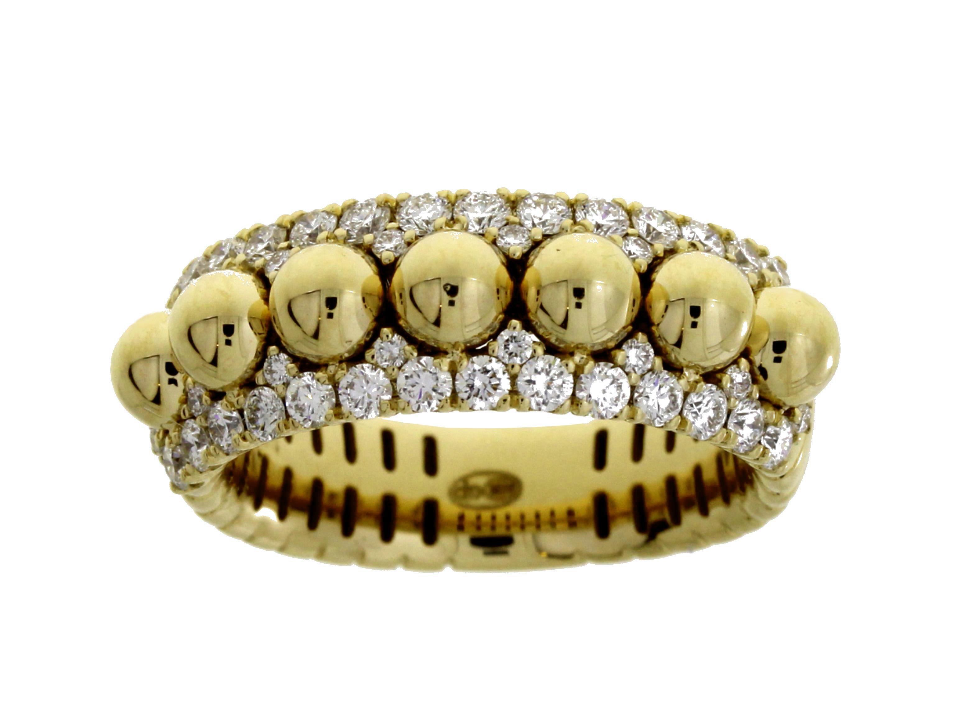 Damaso 18k Yellow Gold Beaded Diamond Band 