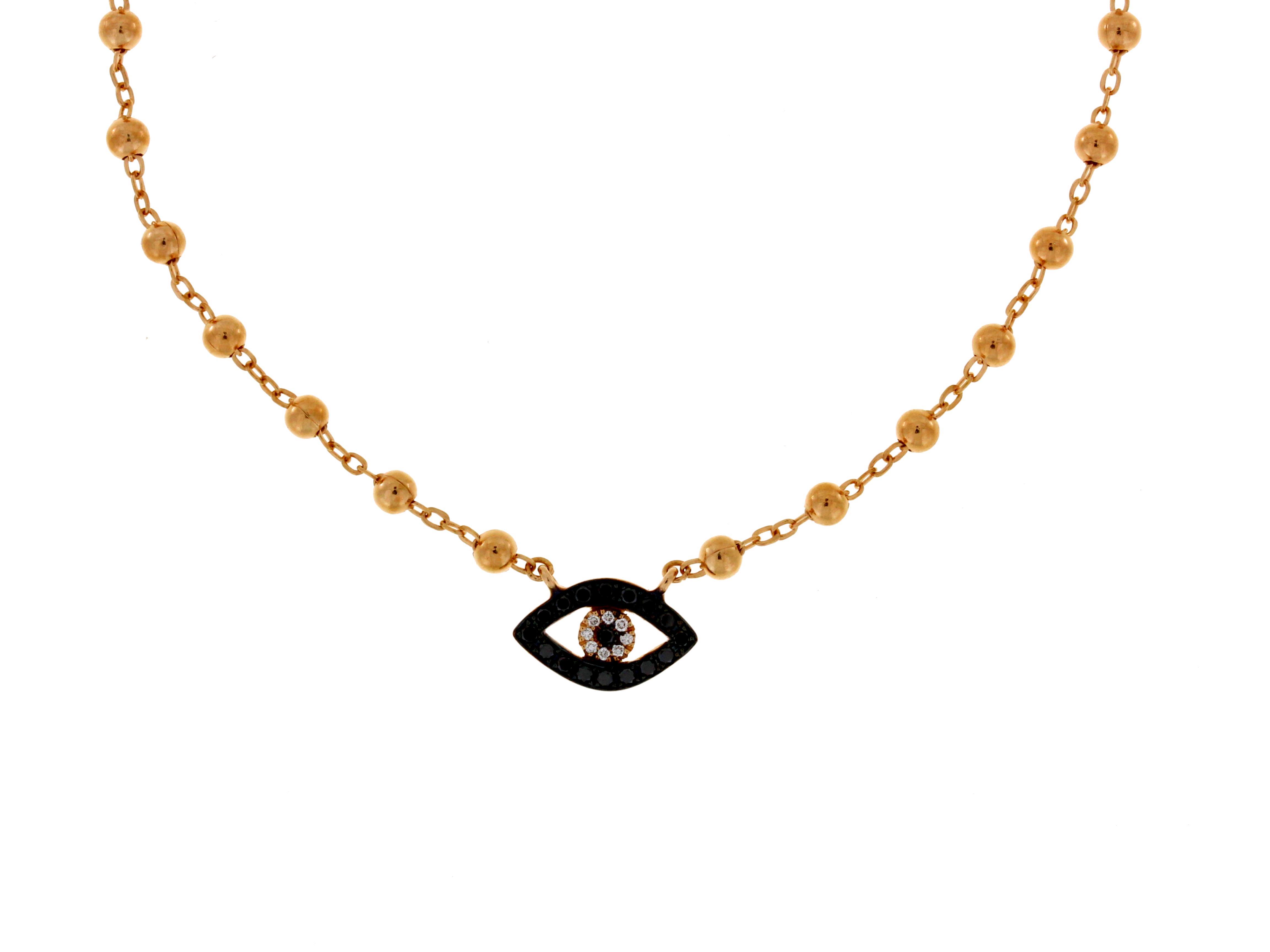 Damaso 18k Rose Gold Beaded Evil Eye Necklace 