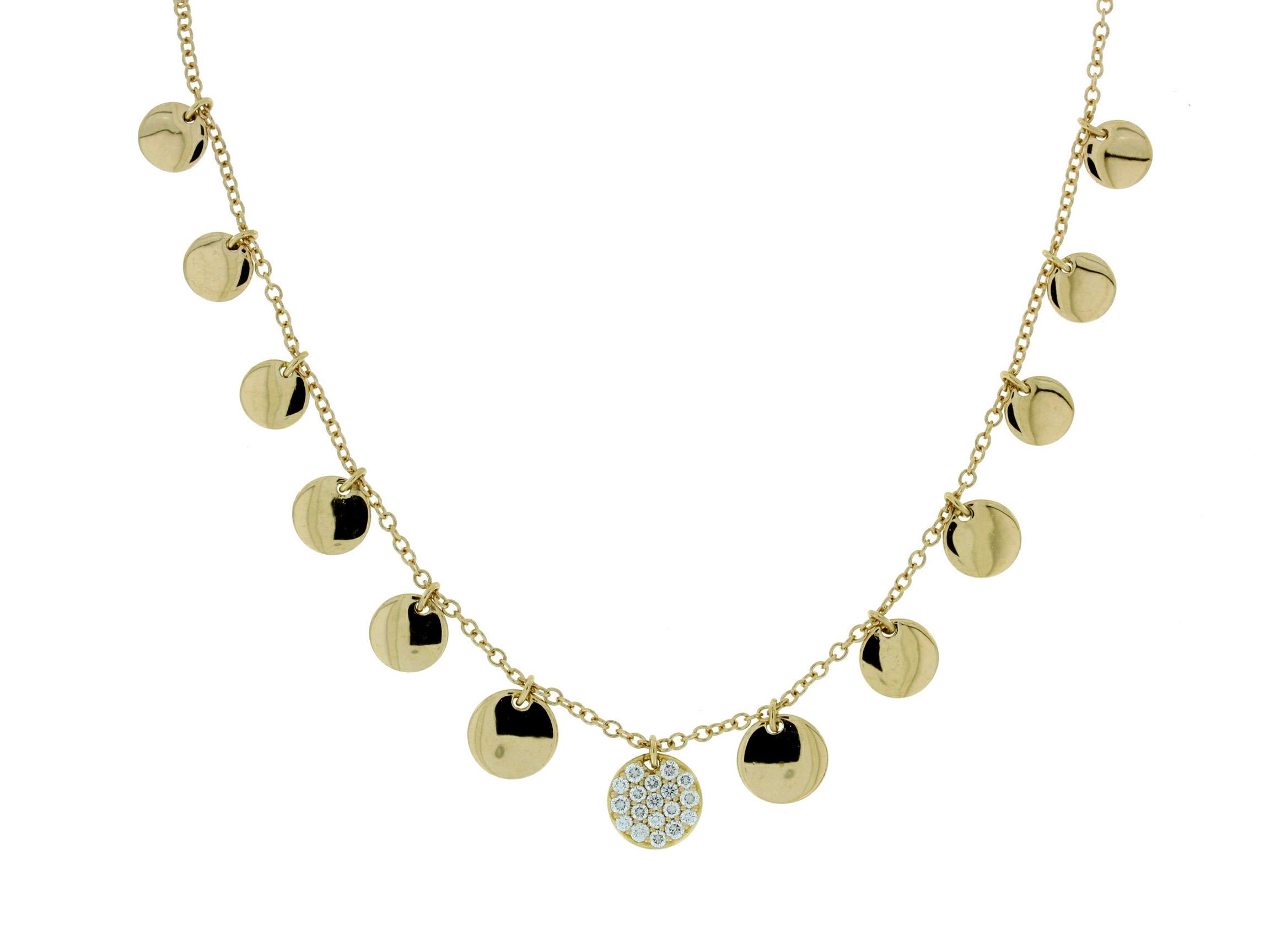 Damaso 18k Yellow Gold Diamond Disc Necklace