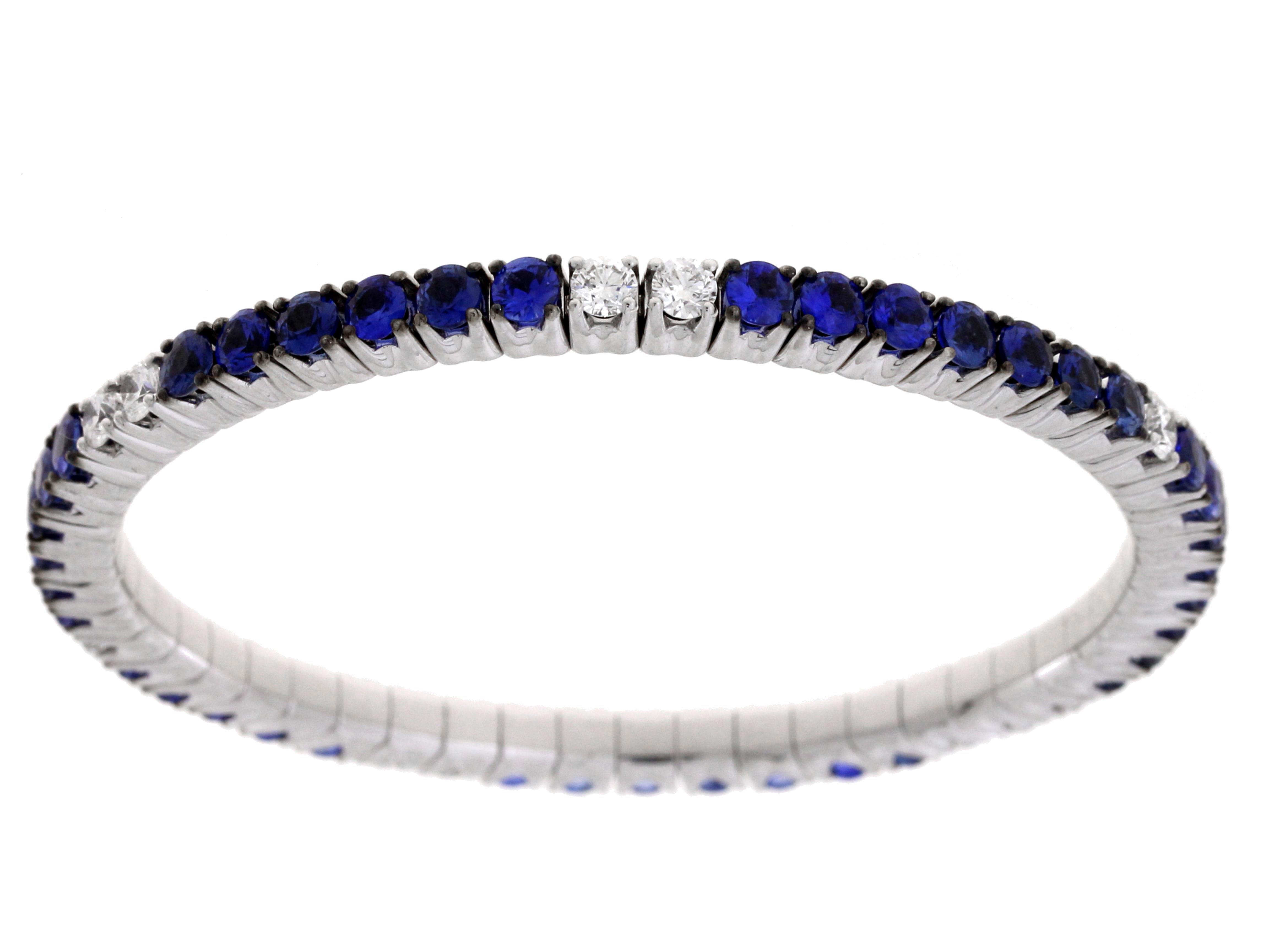 Damaso 18k White Gold Sapphire And Diamond Tennis Bracelet