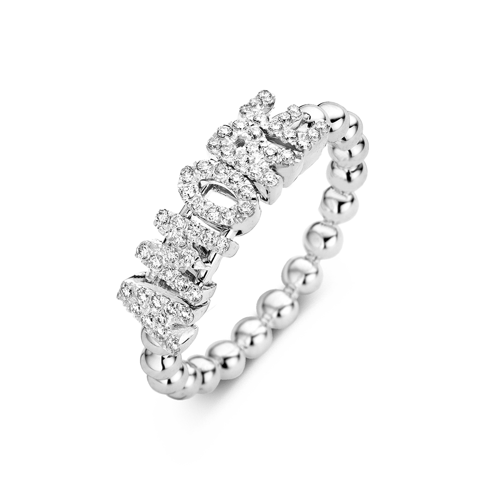 Hulchi Belluni 18k White Gold Diamond amore Ring