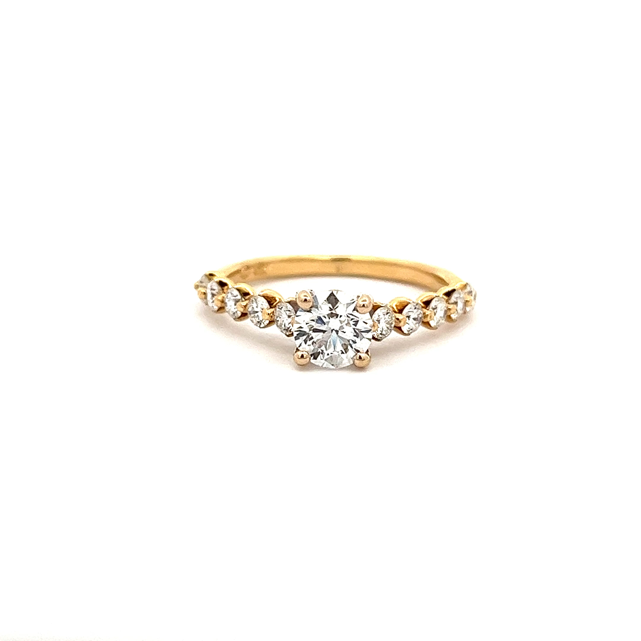 A 14k Yellow Gold Round Diamond Engagement Ring 
