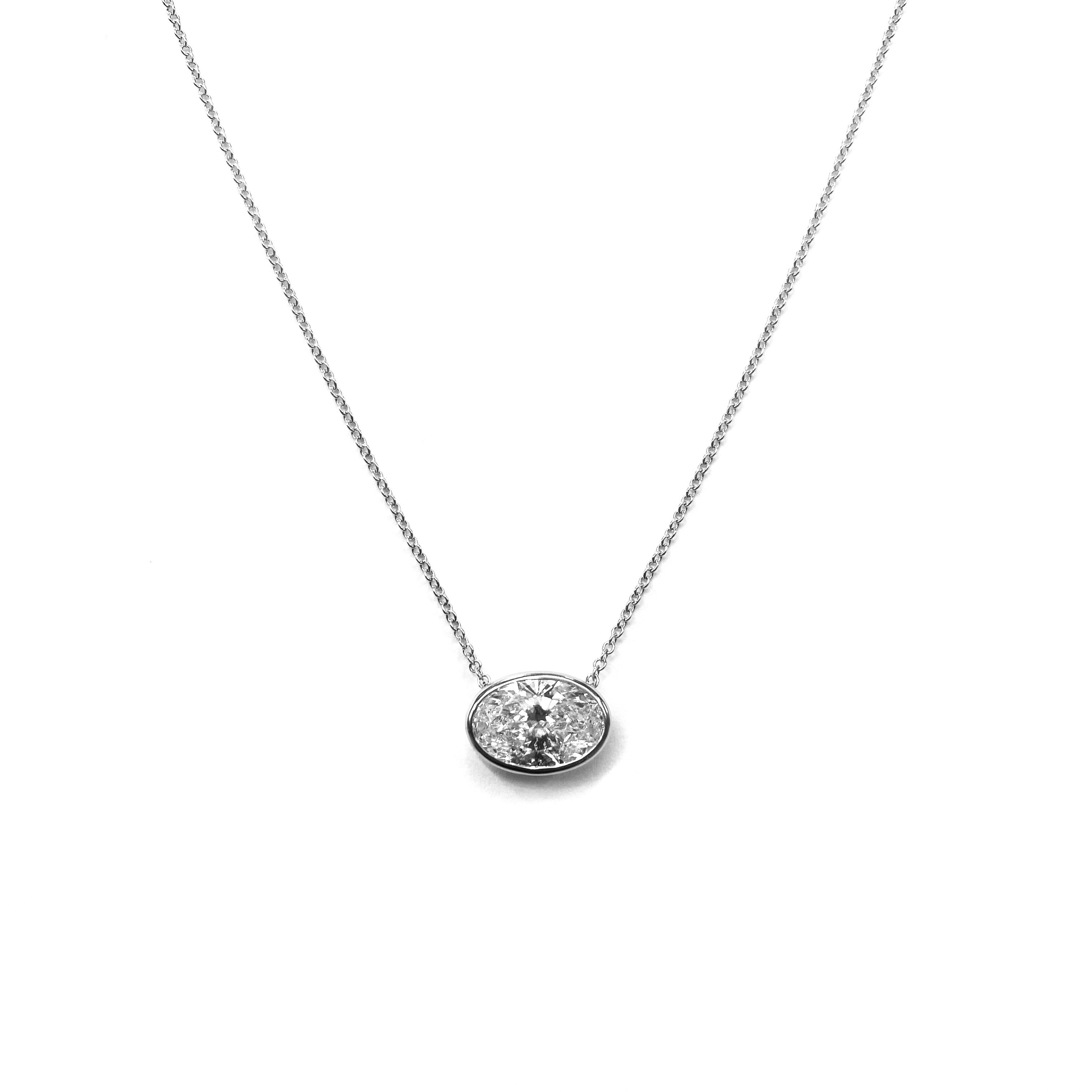 Oval Solitaire Diamond Pendant