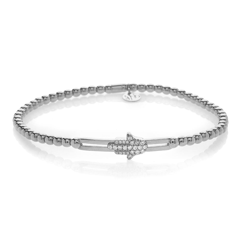 Hulchi Belluni 18k White Gold Tresore Stretch Bracelet