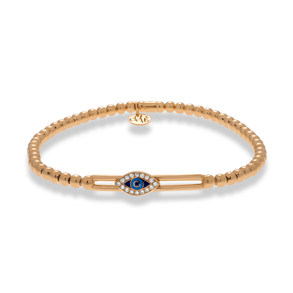 Hulchi Belluni 18k Rose Gold Tresore Evil Eye Stretch Bracelet
