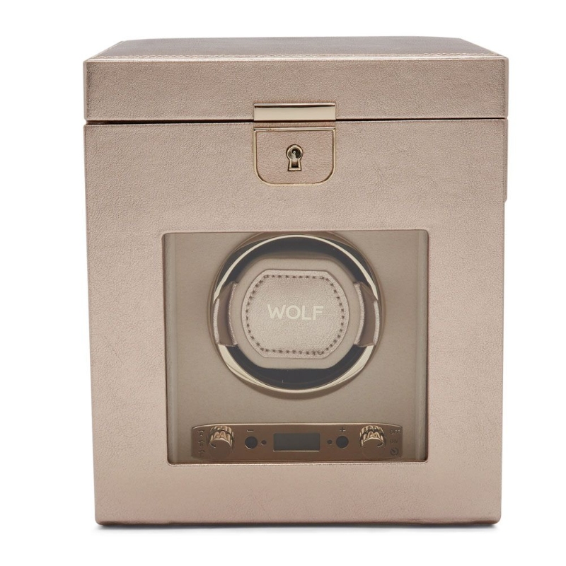 Palermo Single Watch Winder with Jewelry Storage ? Rose Gold