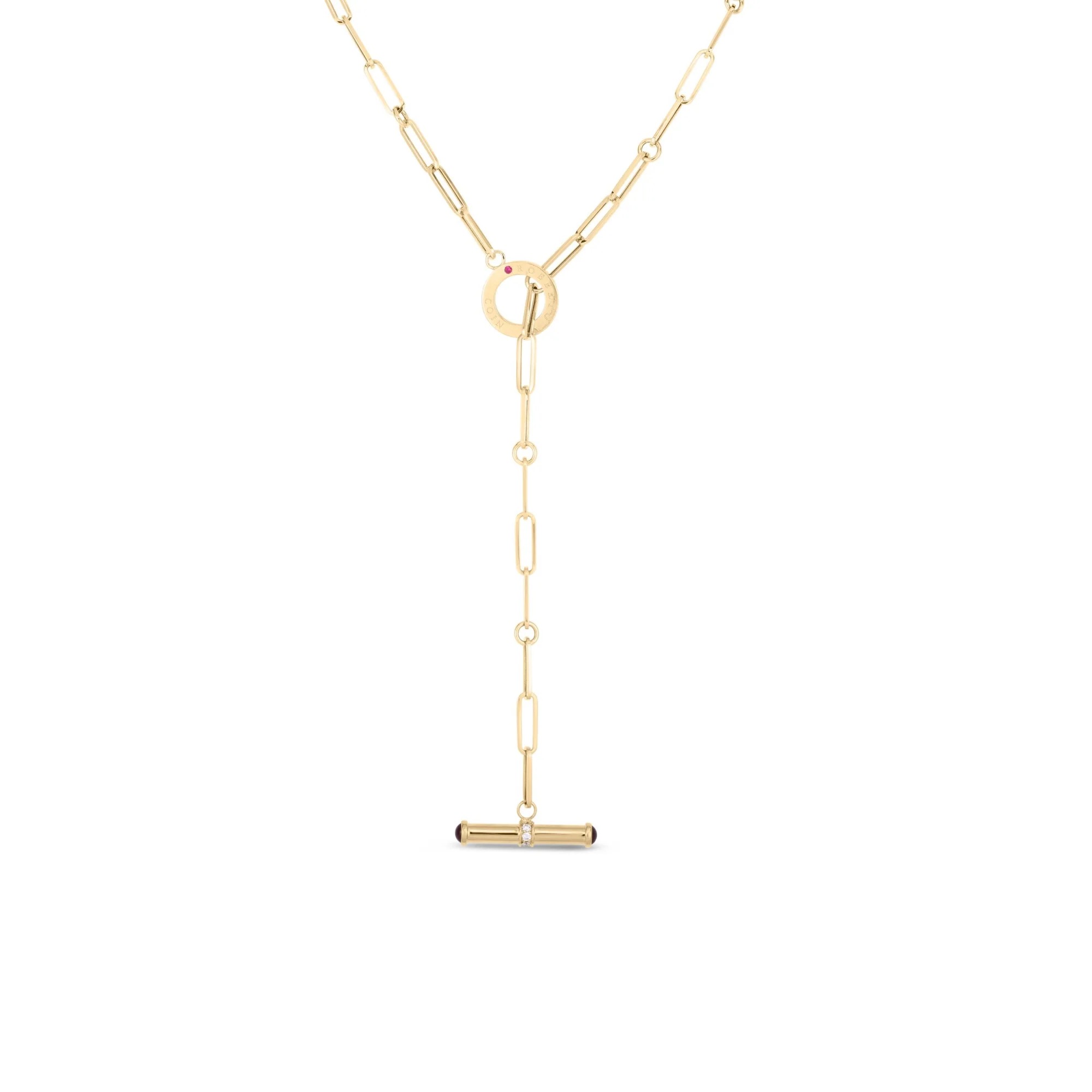 Pink Tourmaline Toggle Lariat