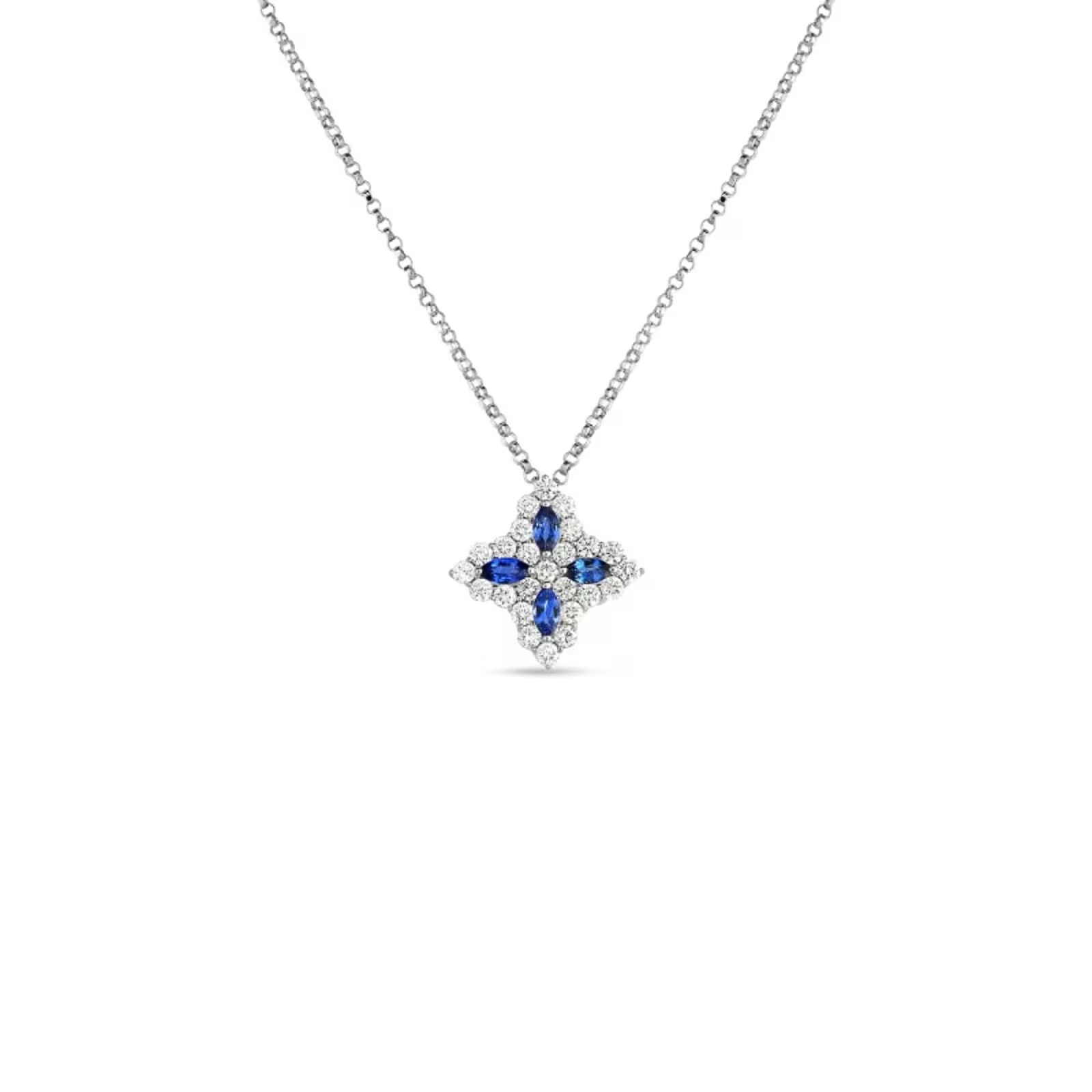 Roberto Coin Sapphire Princess Flower Pendant Necklace