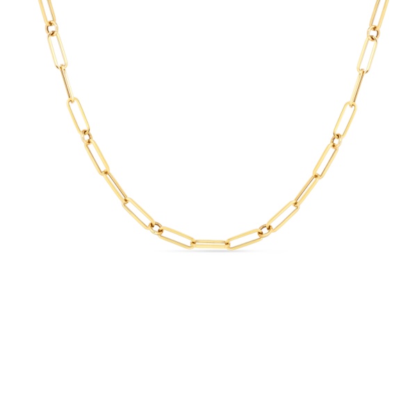 18k Yellow Designer Gold Paperclip And Round Chain 