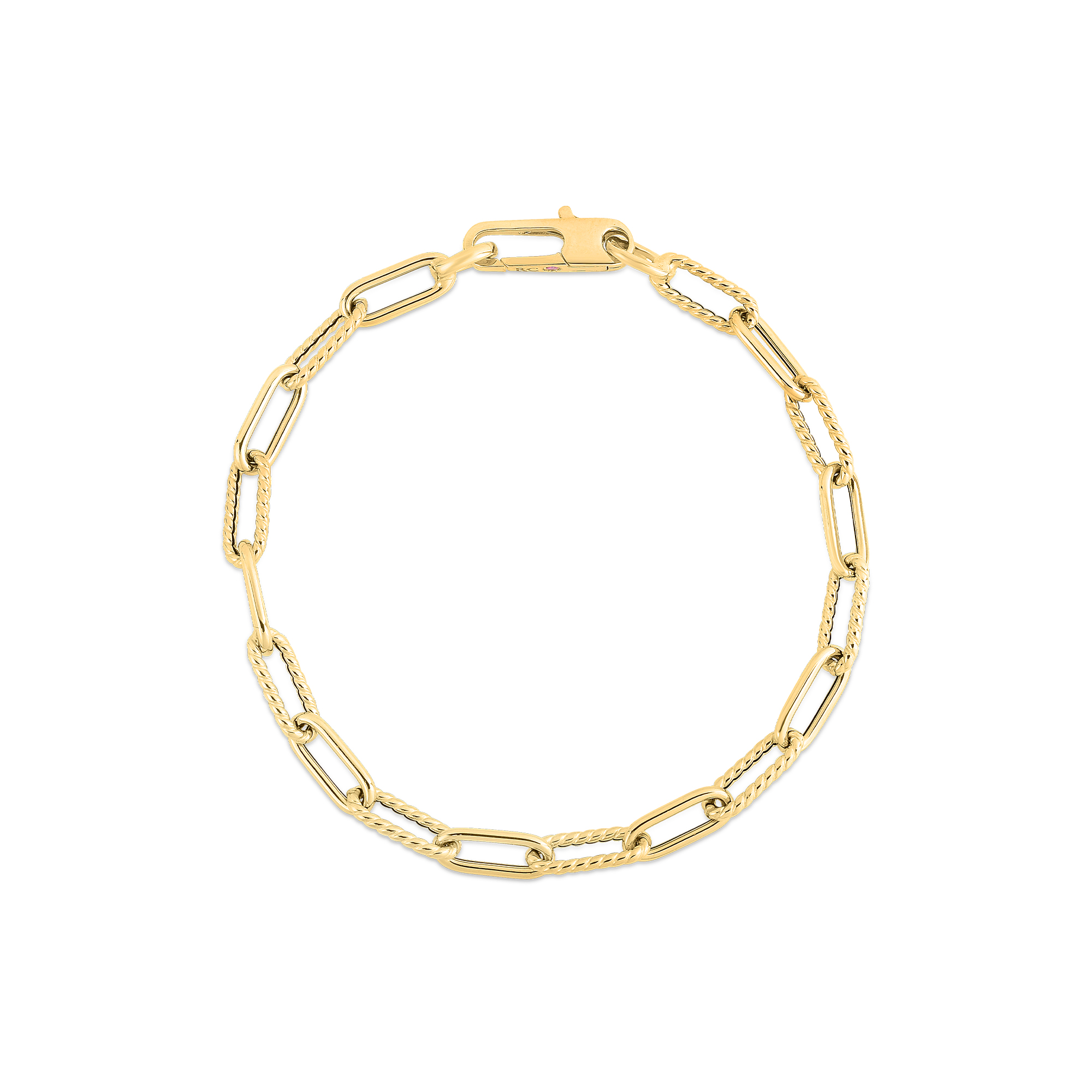 18k Designer Yellow Gold Paperclip Link Bracelet 