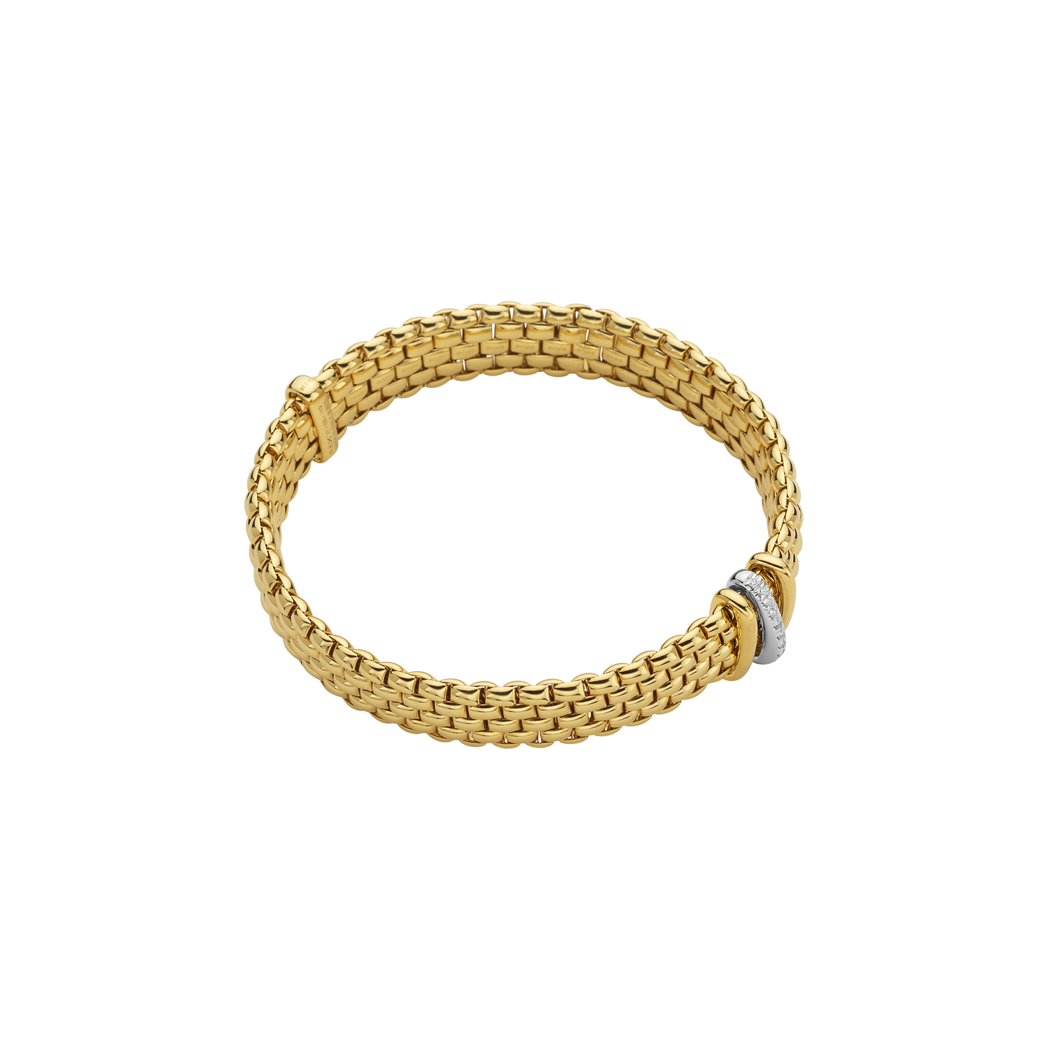 Fope 18k Yellow Gold Flex'it Bracelet With Diamods 