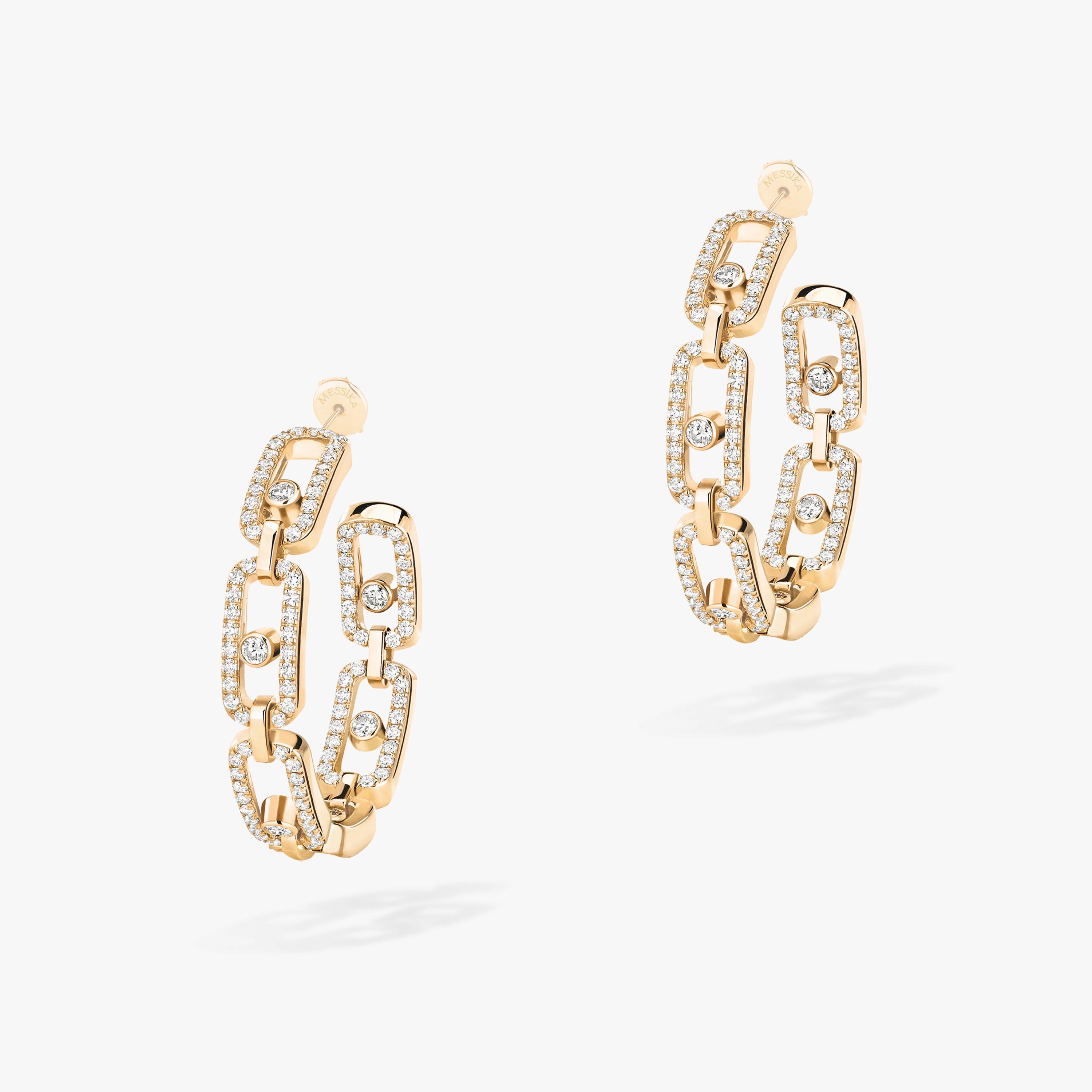 Move Link Diamond Hoop Earrings, Small