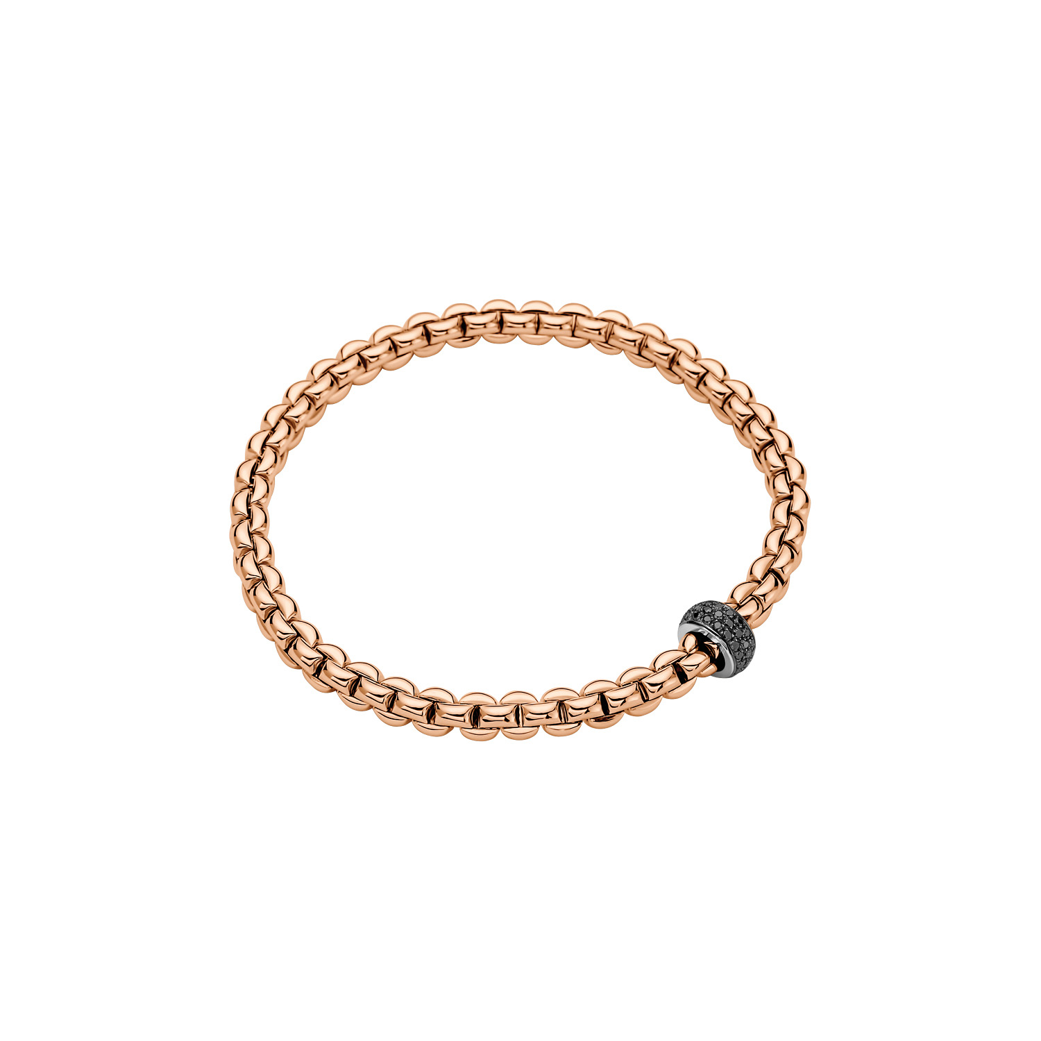 Fope 18k Rose Gold Flexit Bracelet With Black Diamonds