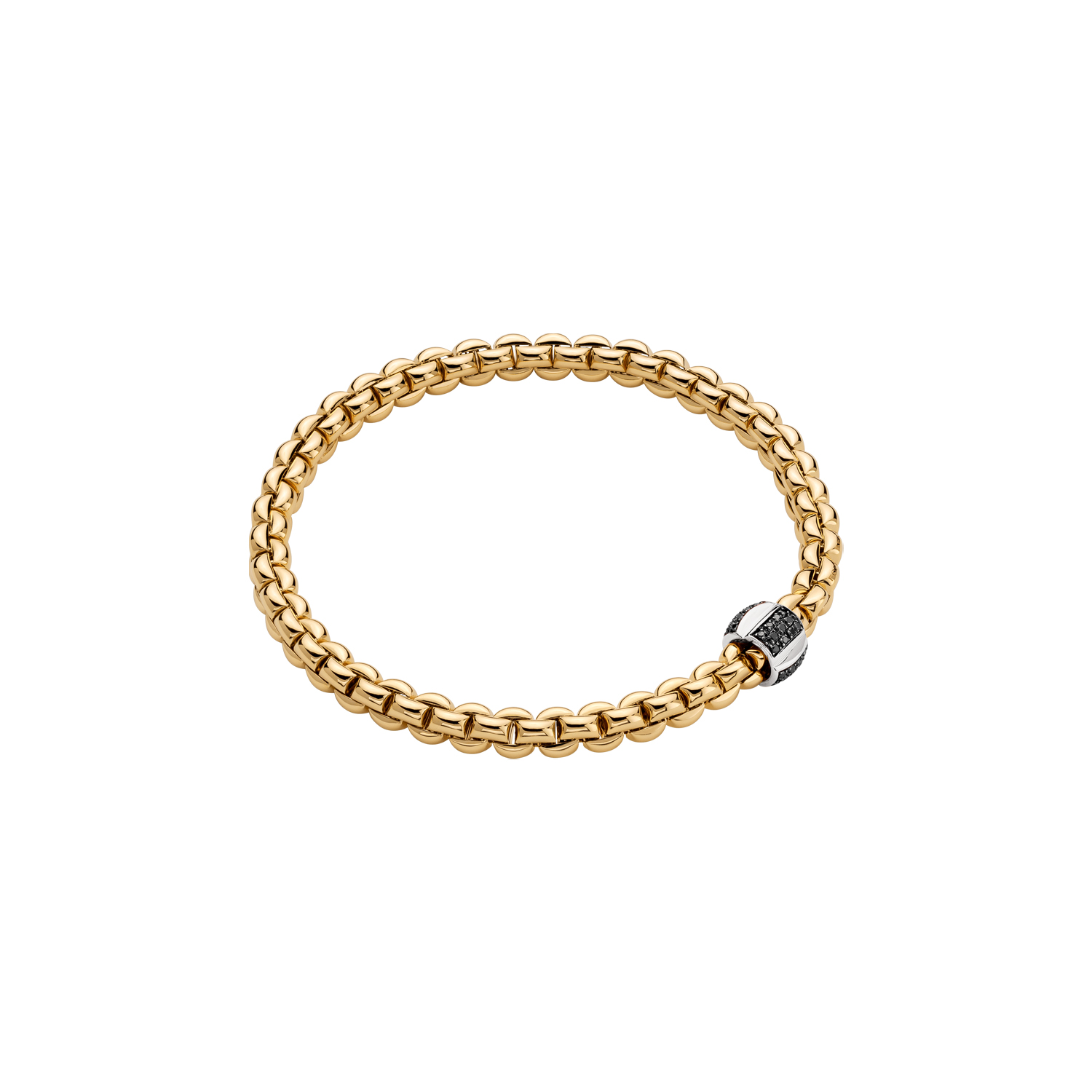 Fope 18k Yellow Gold Flex’it Bracelet With Black Diamond 
