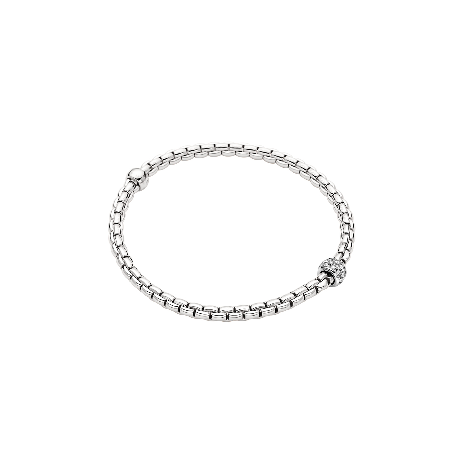 Fope 18k White Gold Flex'it Bracelet With Diamonds 