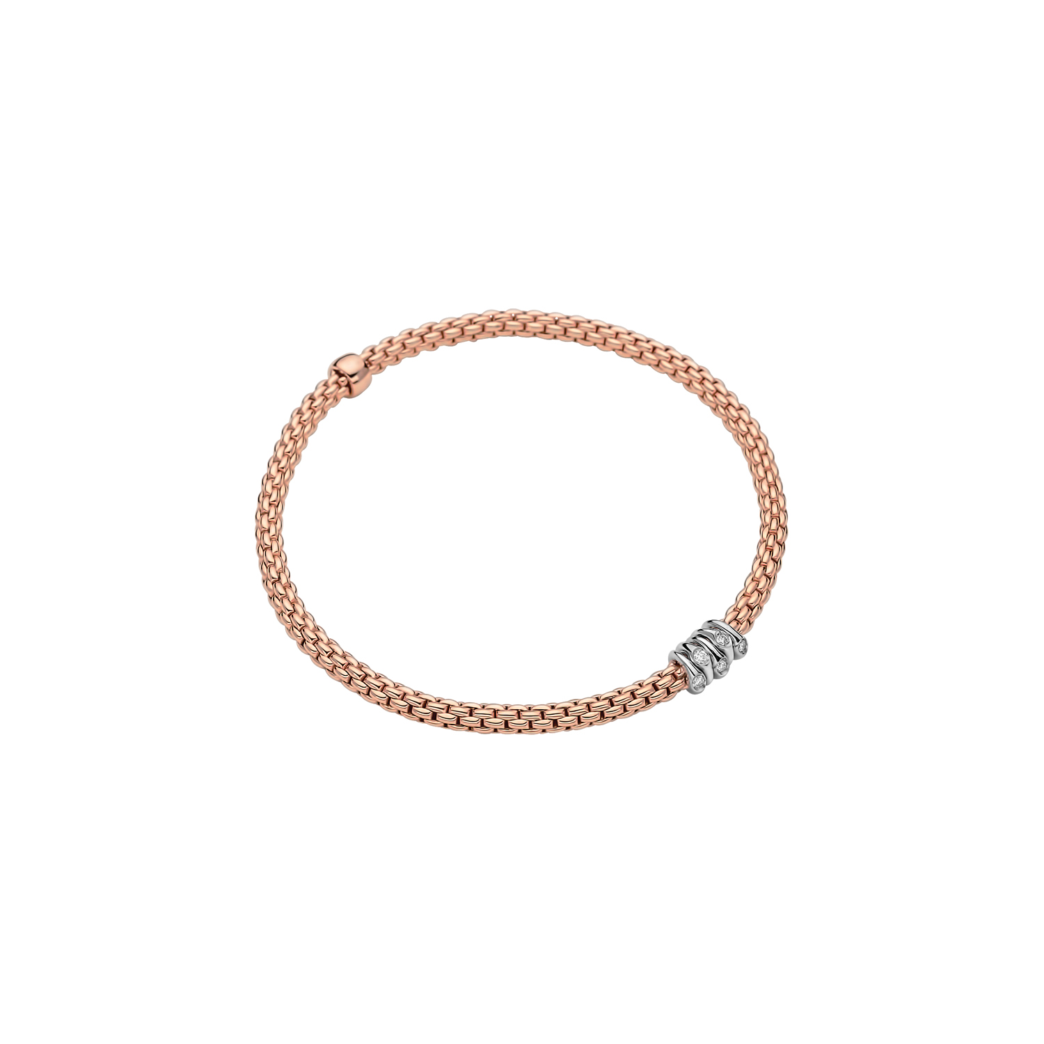 Fope 18k Rose Gold Flex’it Diamond Bracelet 