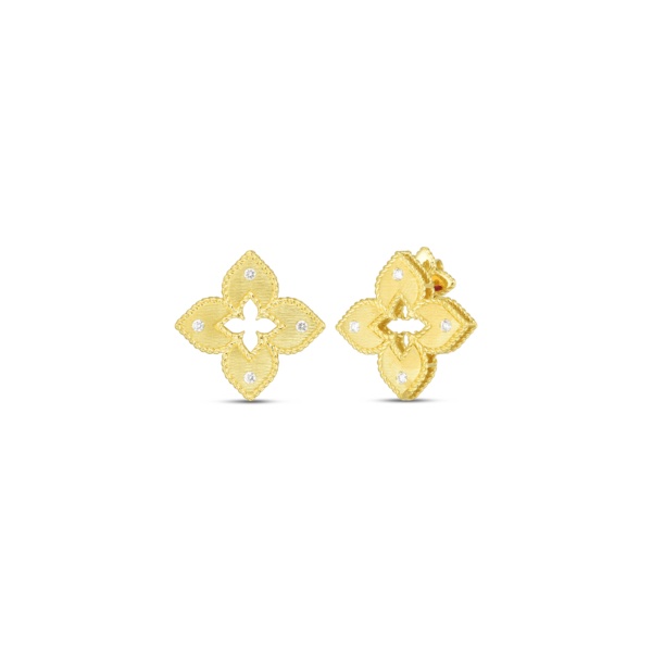 Venetian Princess Satin & Diamond Accent Flower Stud Earrings