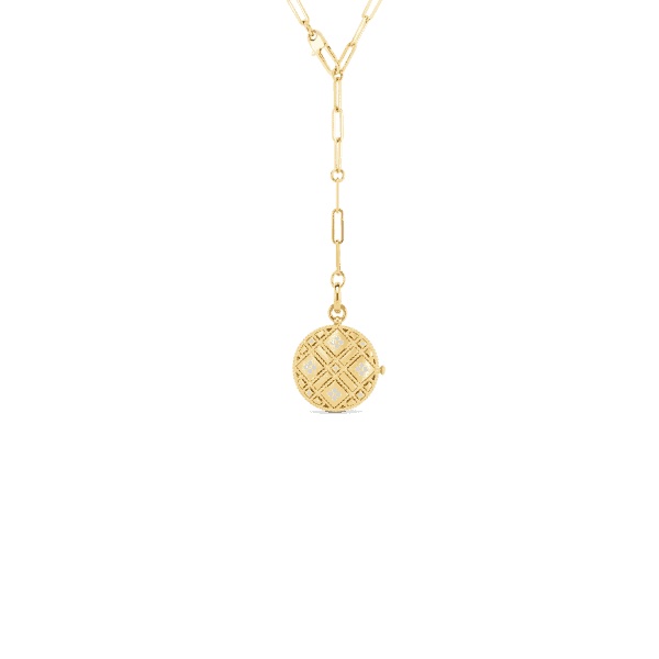 18k Gold Palazzo Ducale Diamond Satin Locket Necklace