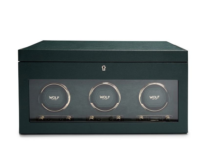 Wolf Green British Racing Triple Watch Winder With Storage