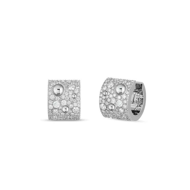 Roberto Coin 18K Gold & Pave Dia Pois Moi Luna Wide Hoop Earring
