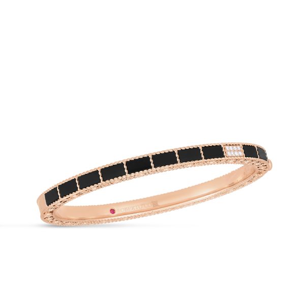 Mosaic Alternating Black Jade & Diamond Accent Bangle 