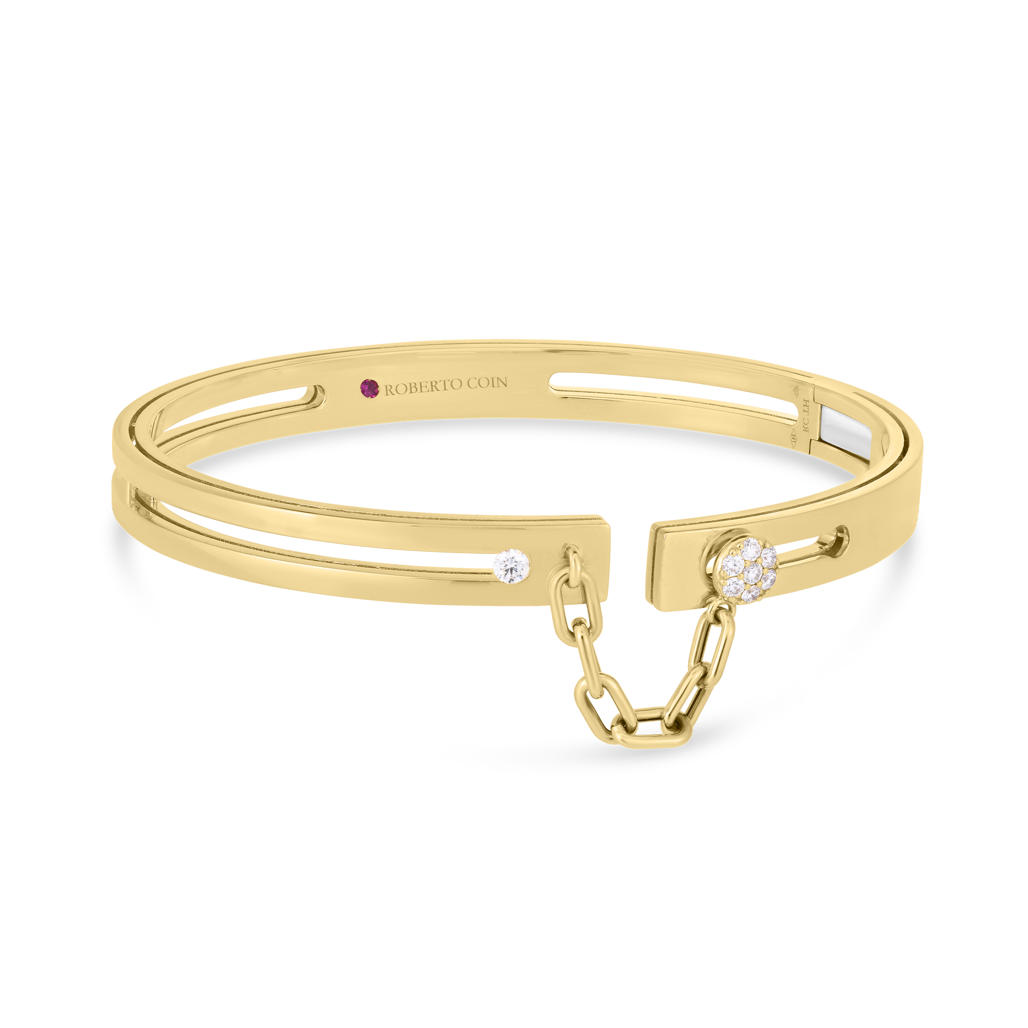 Navarra Pave Lock With Chain Bangle 