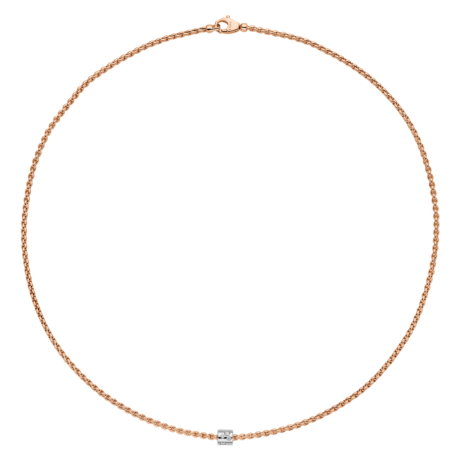 Fope 18k Rose Gold Necklace With Diamonds 