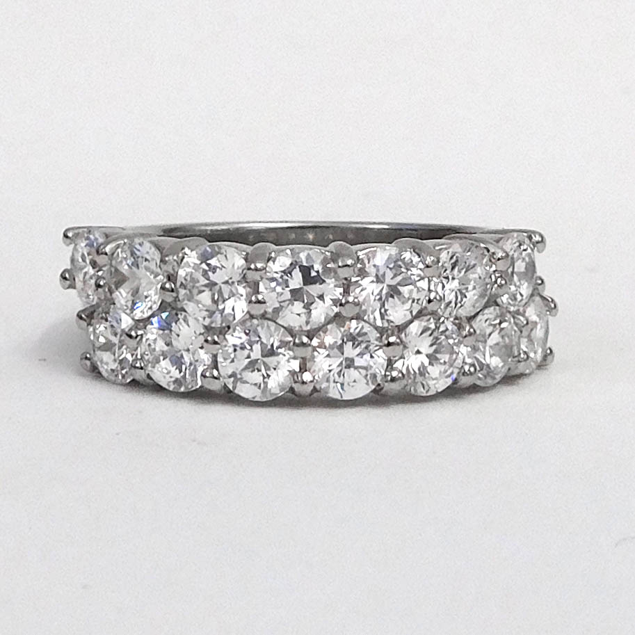 Platinum Offset Double Row Diamond Band