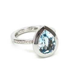 A & Furst Blue Topaz Tear Drop Ring 