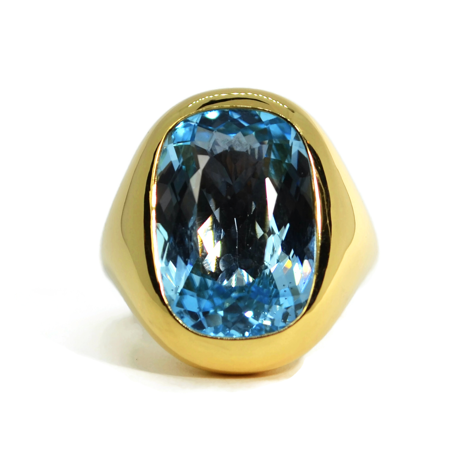 A & Furst 18k Yellow Gold Oval Blue Topaz Ring