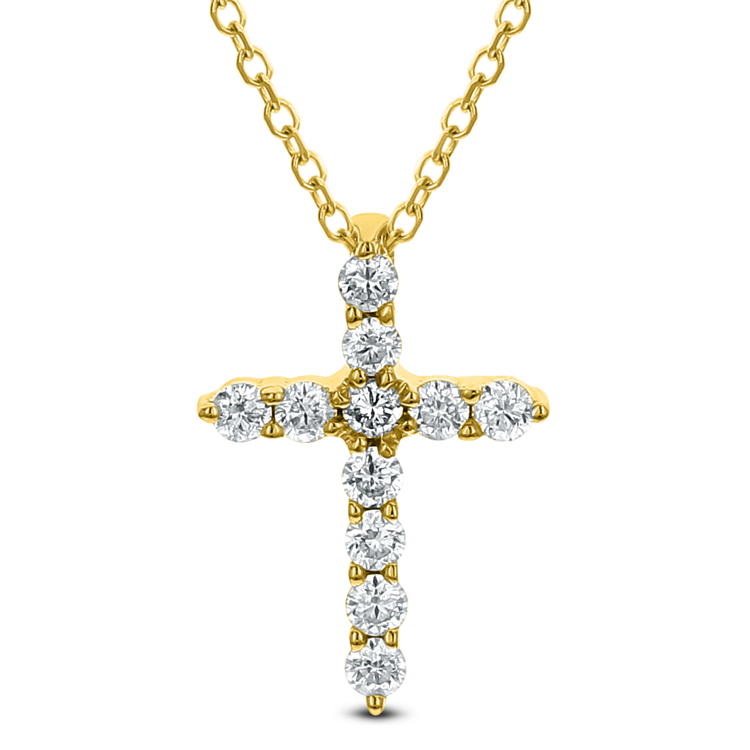 18k Yellow Gold Diamond Cross