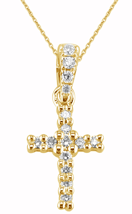 An 18k Yellow Gold Petite Diamond Cross