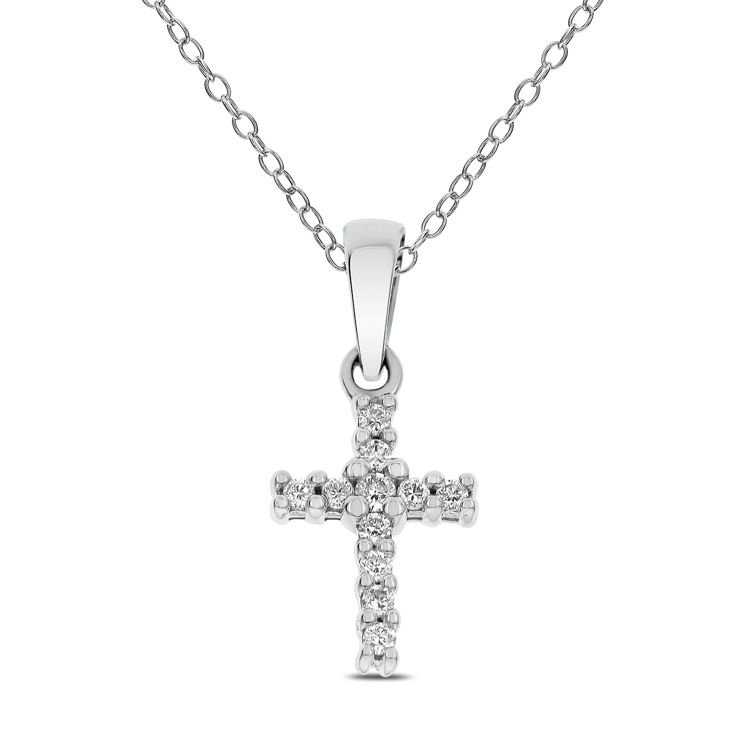 18k White Gold Diamond Cross