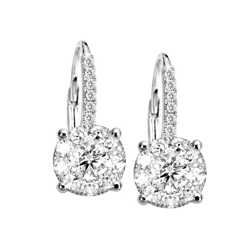 18k White Gold Back Diamond Earrings