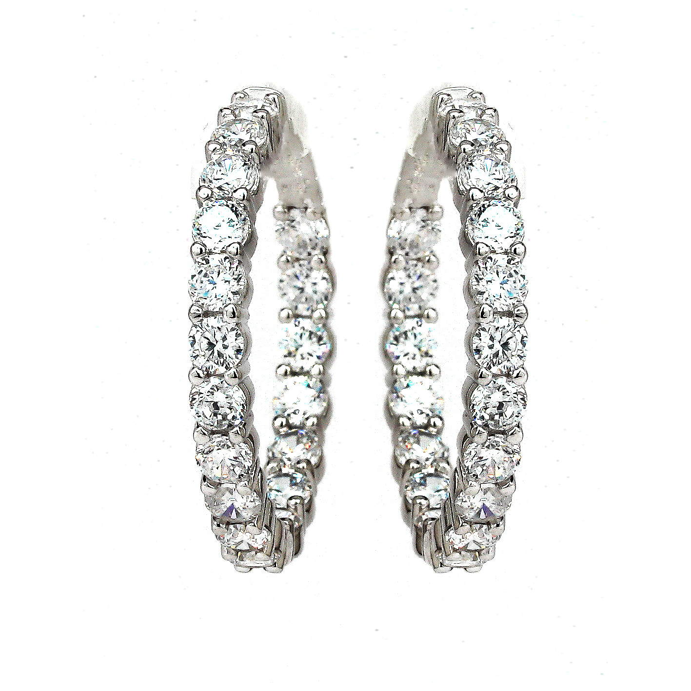 18k White Gold Diamond Hoop Earrings