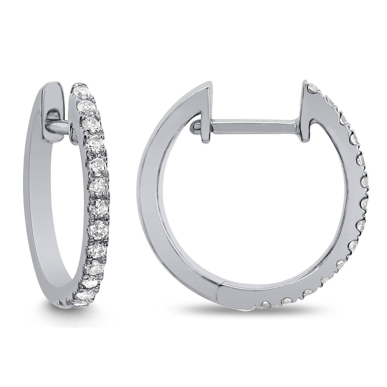 18k White Gold Huggie Diamond Earrings