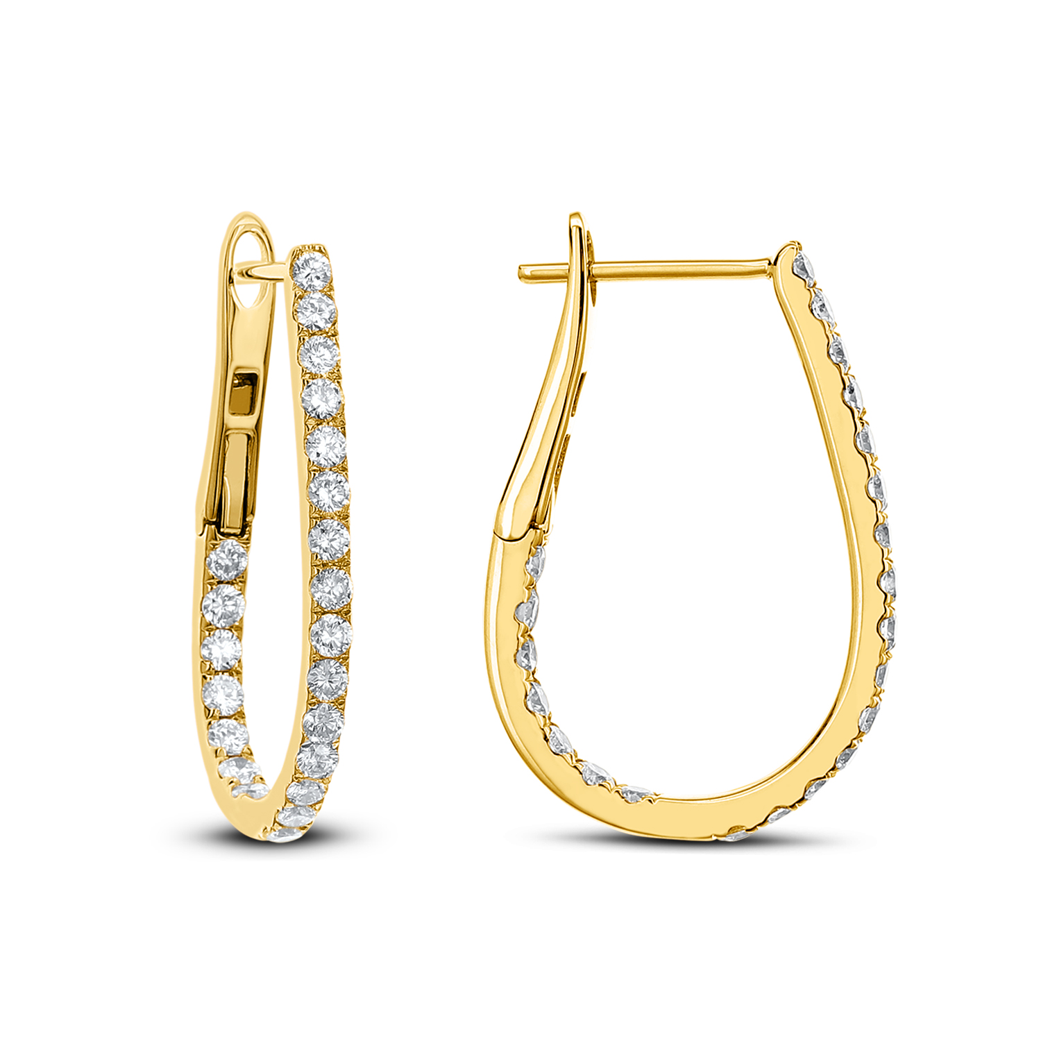 18k Yellow Gold Diamond Hoop Earrings