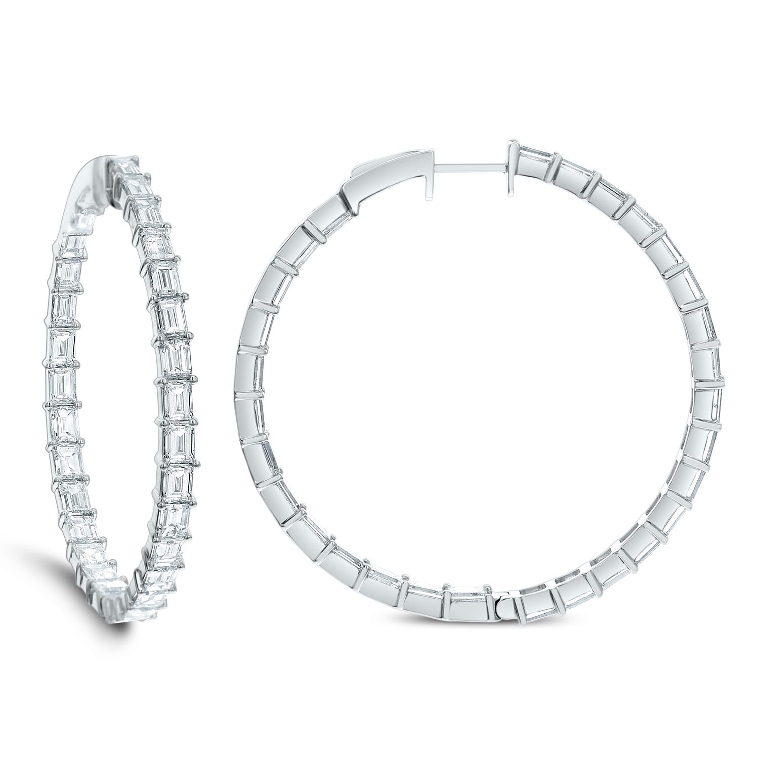 18k White Gold Diamond Hoop Earrings